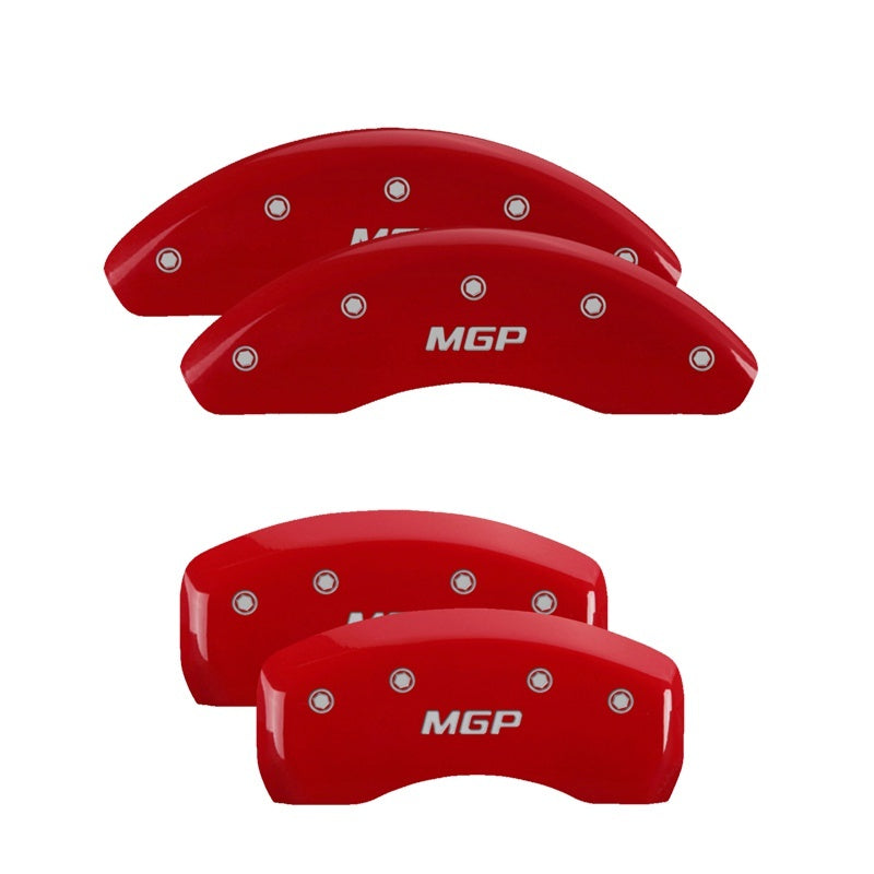 MGP 4 Caliper Covers Engraved Front & Rear MGP Red finish silver ch 17209SMGPRD 17209SMGPRD Photo - Primary