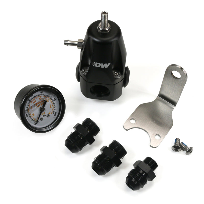 DeatschWerks DWR1000 AFPR + Pressure Gauge + 8AN Fittings - Anodized Black 6-1000-FRB-88 6-1000-FRB-88 Photo - Primary