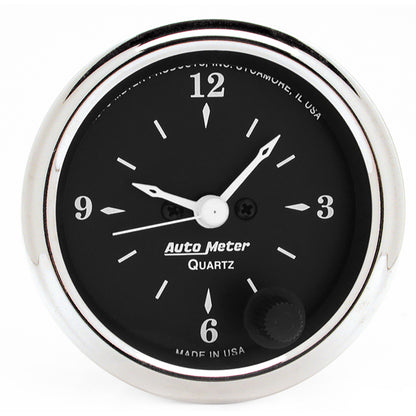Autometer Gauge, Clock, 2 1/16", 12Hr, Analog, Old Tyme Black 1785 Photo - Primary