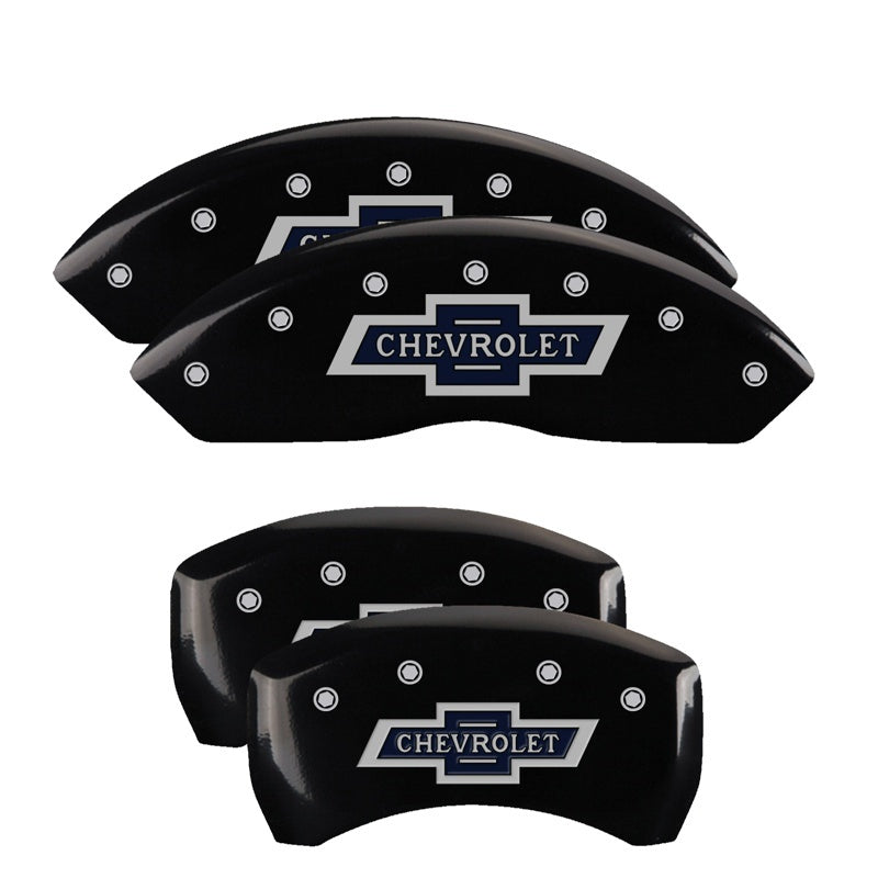 MGP 4 Caliper Covers Engraved F & R 100 Anniversary Black Finish Silver Char 2019 Chevrolet Equinox 14247SBANBK 14247SBANBK Photo - Primary