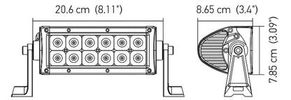 Hella Value Fit 8in Light - 36W Dual Row White Housing Flood Beam - LED 357208011 357208011 Technical Drawing