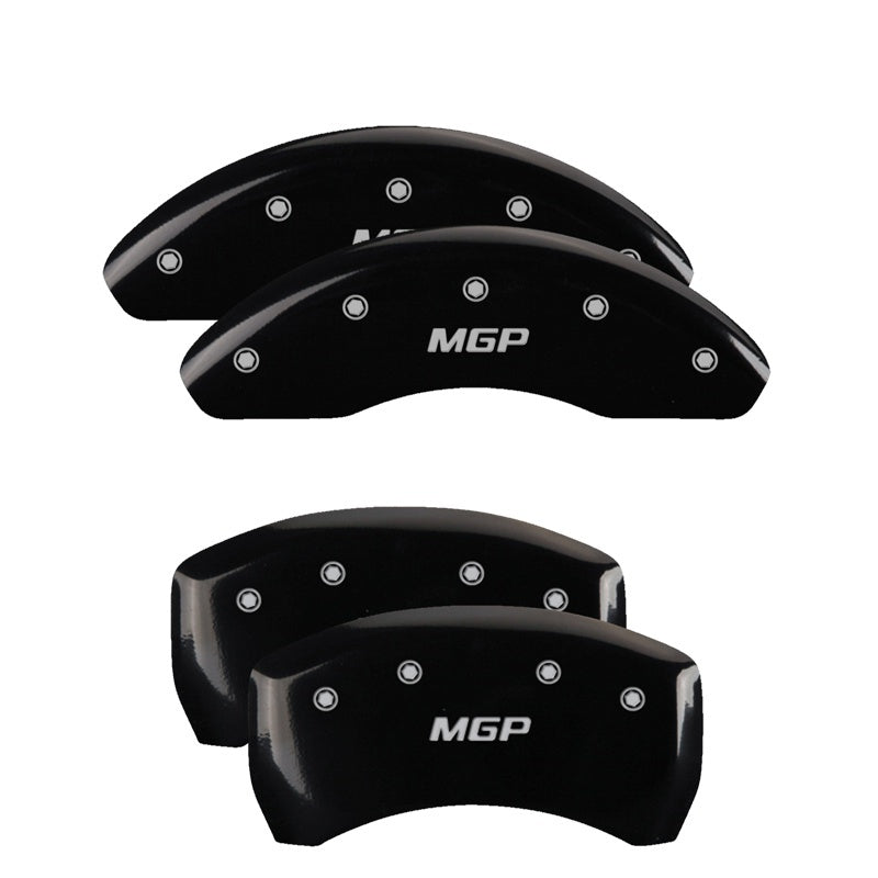 MGP 4 Caliper Covers Engraved Front & Rear MGP Black finish silver ch 16225SMGPBK 16225SMGPBK Photo - Primary