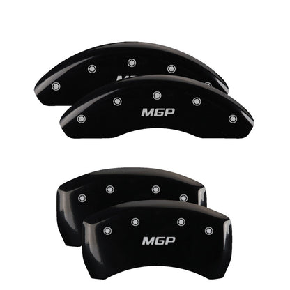 MGP 4 Caliper Covers Engraved Front & Rear MGP Black finish silver ch 17219SMGPBK 17219SMGPBK Photo - Primary