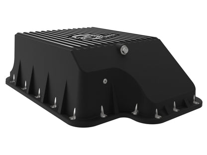 aFe Transmission Pan, Black w/ Machined Fins: Ford Diesel Trucks 94-10 V8- 46-70122-1 Photo - Unmounted