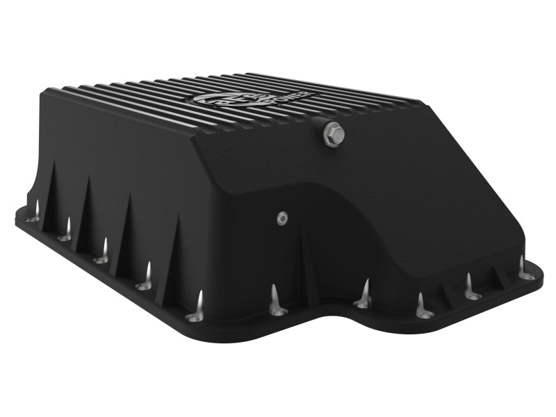 aFe Transmission Pan, Black w/ Machined Fins: Ford Diesel Trucks 94-10 V8- 46-70122-1 Photo - Unmounted