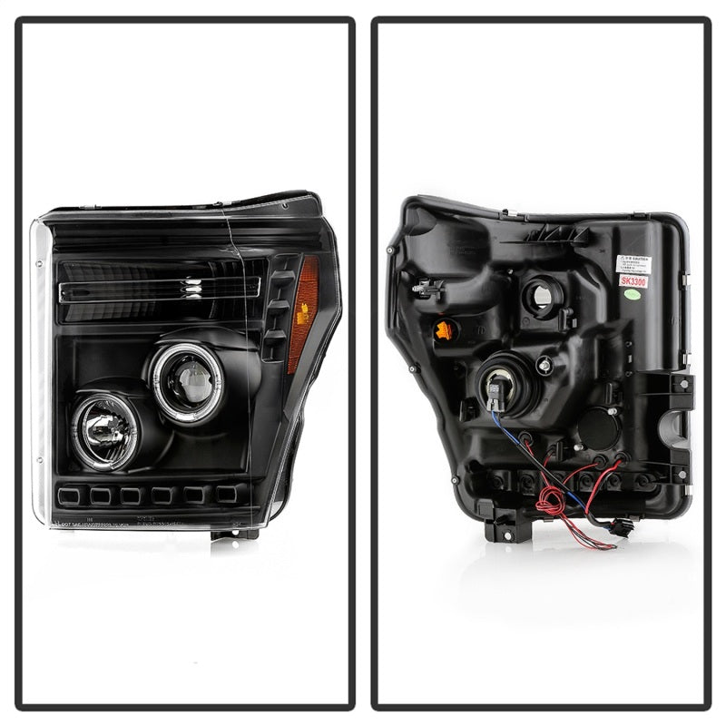Spyder Ford Super Duty 11-16 Projector Headlights LEDHalo DRL All Black PRO-YD-FS11-HL-BKV2 5086013 5086013 Photo - Unmounted