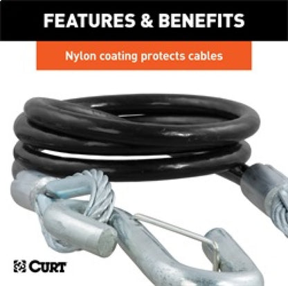 RockJock Curt Towing Safety Cable Kit 44 1/2in Long w/ 2 Snap Hooks 5000lbs 2-Pack RJ-80151 RJ-80151 Features and Benefits