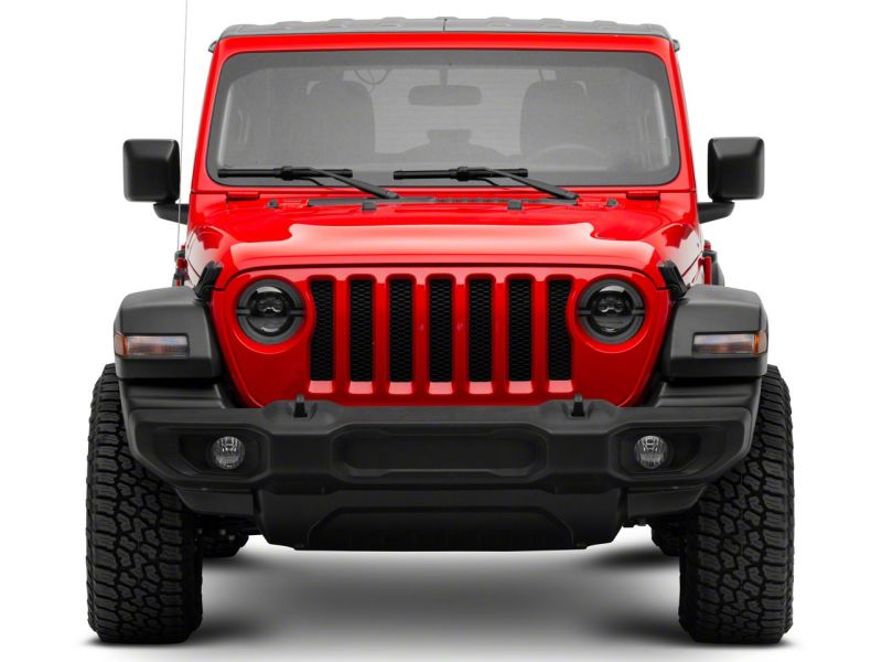 Raxiom 18-23 Jeep Wrangler JL Axial Series 9-In LED Angel Eye Headlights- Blk Housing (Clear Lens) J167045 J167045 Photo - Close Up