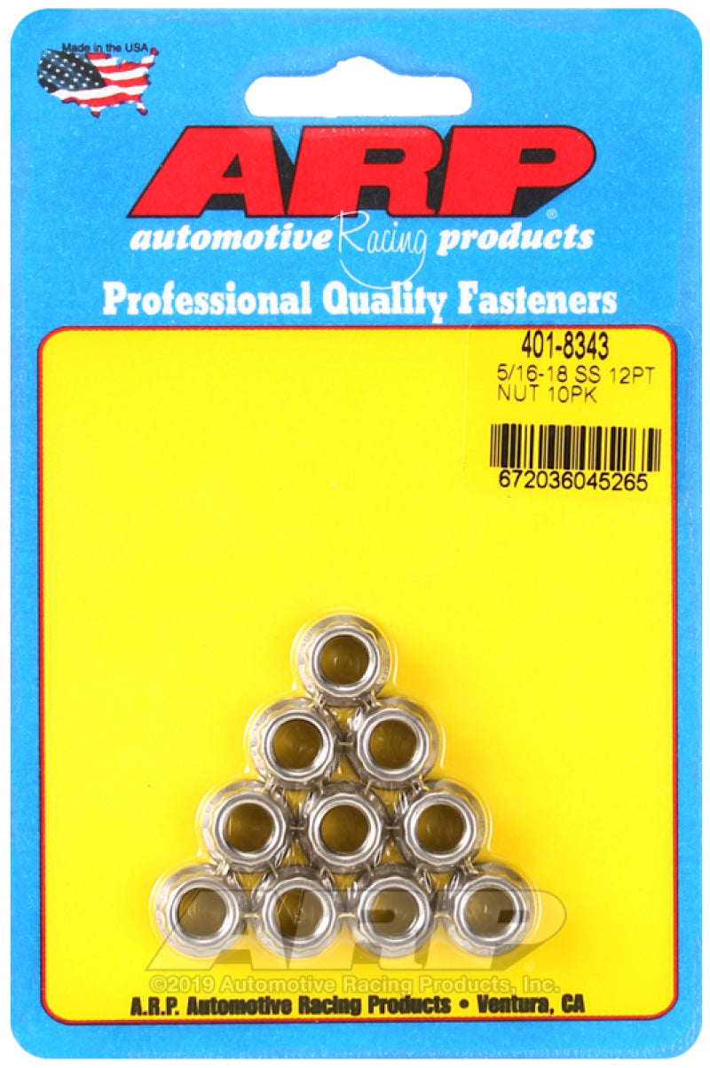 ARP 5/16-18 SS 12pt nut kit 401-8343 Photo - Primary