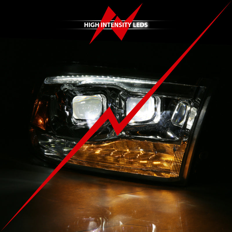 ANZO 2009-2018 Dodge Ram 1500 Led Projector Plank Style Switchback H.L Halo Chrome Amber (OE Style) 111465 111465 Photo - lifestyle view