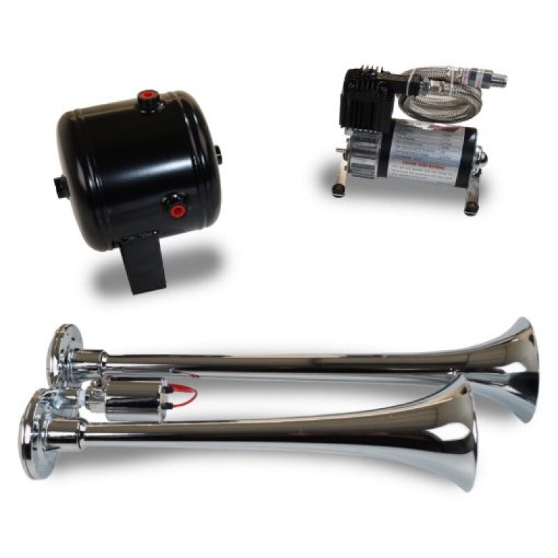 Kleinn Air Horns Kleinn Dual Chrome Horn Kit w/ 120 PSI Air Compressor / 0.5 gal Air Tank HK2 HK2 Photo - Primary