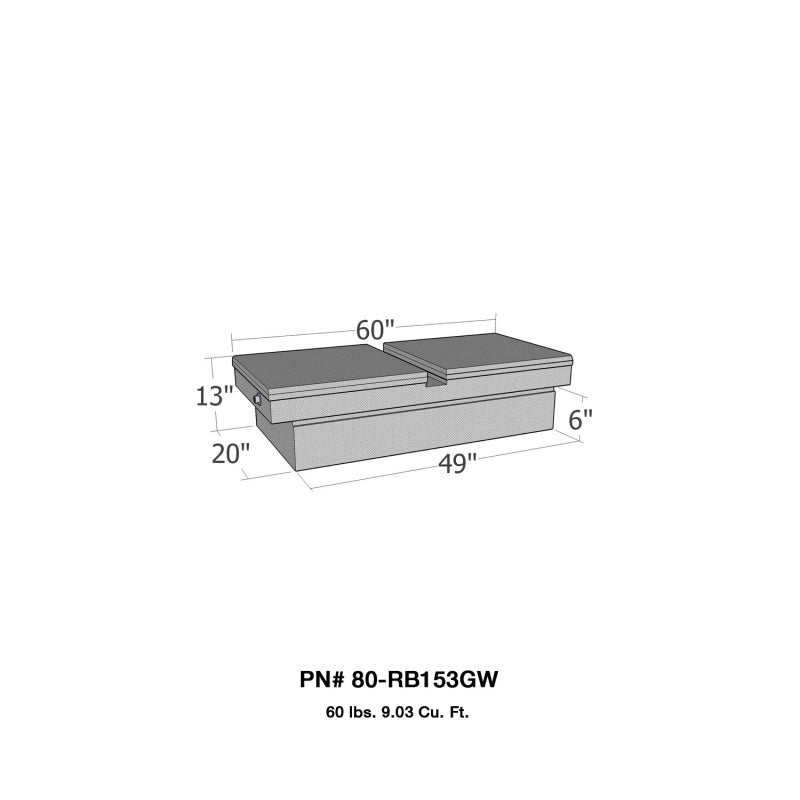 Westin/Brute Gull Wing Lid Full Size Step Side & Down Size Shallow Depth - Aluminum 80-RB153GW 80-RB153GW Photo - Primary