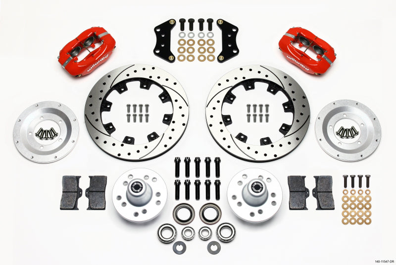 Wilwood Forged Dynalite Front Kit 12.19in Drill-Red Magnum Force Drop Spndle 140-11547-DR 140-11547-DR Photo - Primary