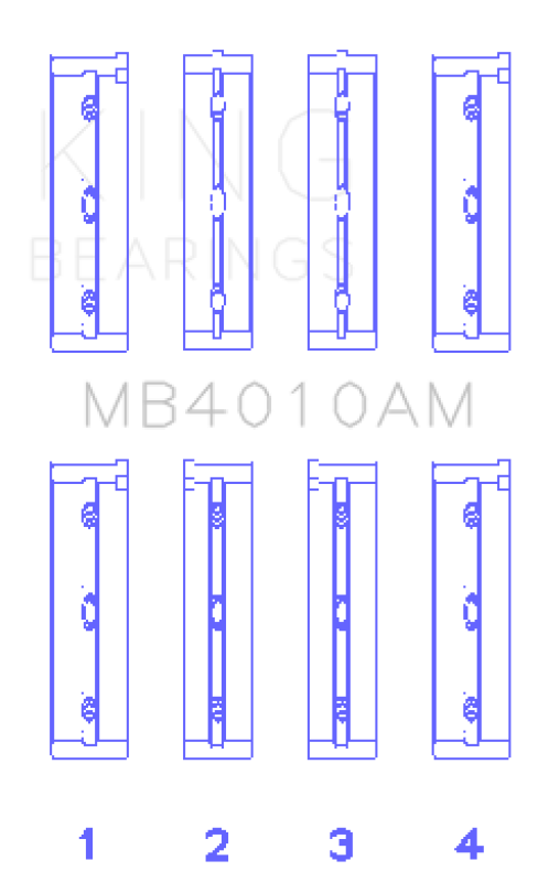 King Engine Bearings Isuzu 6Vd1 (Size +1.0mm) Main Bearing Set MB4010AM1.0 MB4010AM1.0 Photo - Primary