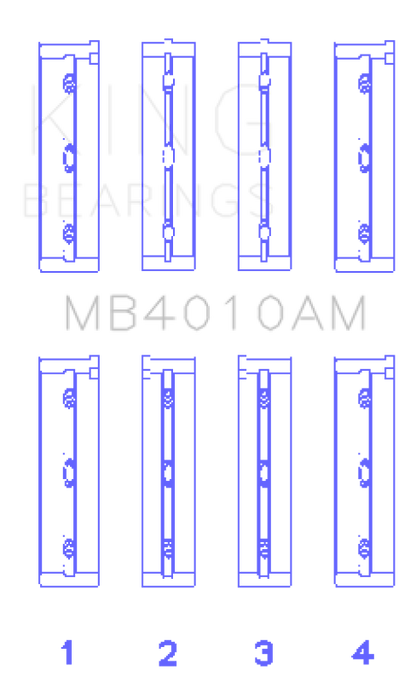 King Engine Bearings Isuzu 6Vd1 (Size +1.0mm) Main Bearing Set MB4010AM1.0 MB4010AM1.0 Photo - Primary