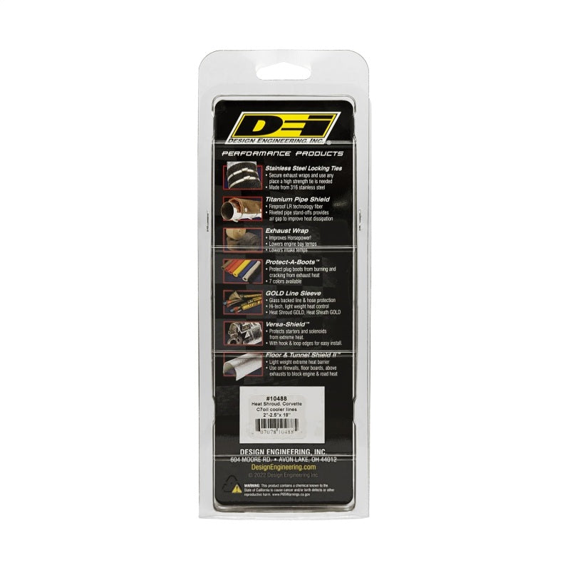 DEI Corvette C7 Oil Cooler Line Sleeves 2in - 2 1/2in x 18in Heat Shroud 10488 10488 Photo - Unmounted