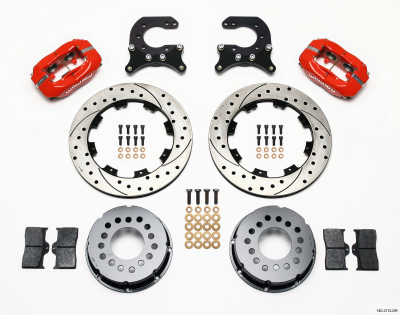 Wilwood FDL P/S Rear Kit, Drilled, Red, Chev 12 Bolt w C-Clips 140-2112-DR Photo - Primary