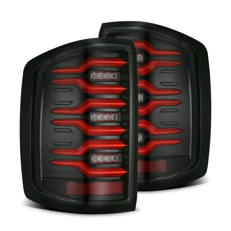 AlphaRex 14-18 Chevy Silverado 1500 Luxx-Series LED Tail Lights Black/Red w/Activ Light/Seq Signal 620050 620050 Photo - Primary