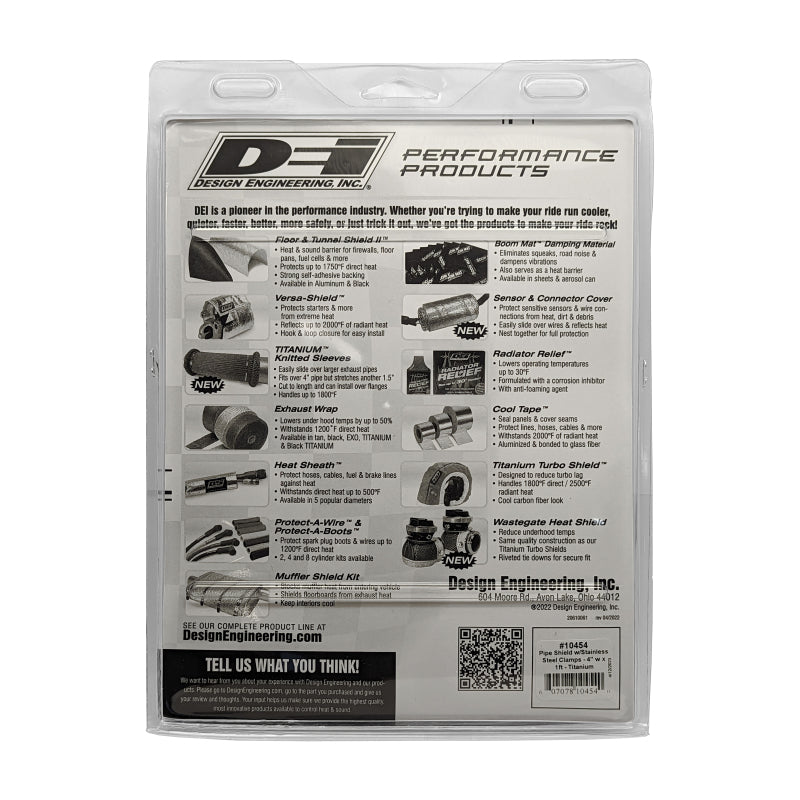 DEI Pipe Shield 4in w x 1ft - w/ Stainless Steel Clamps - Titanium 10454 10454 Photo - Unmounted