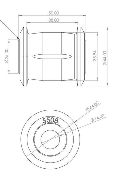 Superpro Toyota Land Cruiser 300 Series (N/A North America) Rear Panhard Rod Bushing Kit SPF5508K SPF5508K Technical Drawing
