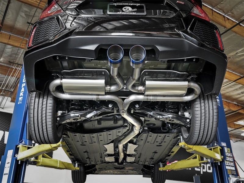 aFe Takeda 3 IN 304 Stainless Steel Cat-Back Exhaust System w/ Blue Flame 49-36621-L Photo - Mounted