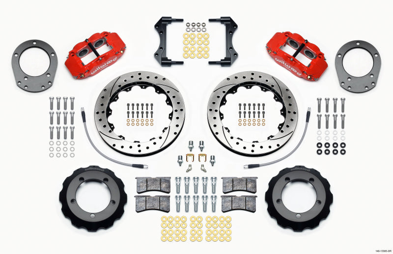Wilwood Narrow Superlite 4R Front Hat Kit 12.88in Drill Red 76-77 Ford Bronco Dana 44 w/Lines 140-13305-DR 140-13305-DR Photo - Primary