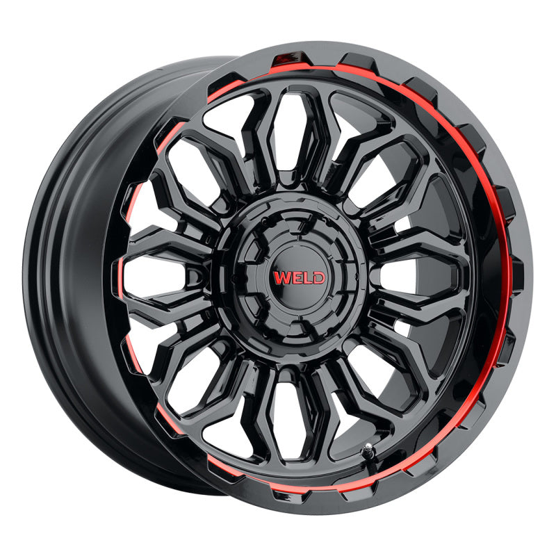 Weld Off-Road W140 20X10 Flare 6X135 6X139.7 ET-18 BS4.75 Gloss Black MIL Red 106.1 W14000098475 W14000098475 Photo - Primary