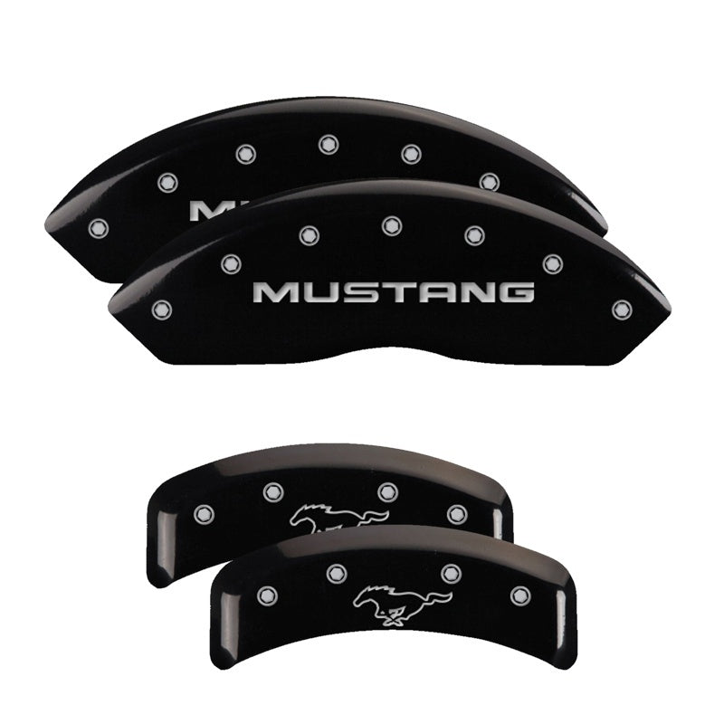 MGP Caliper Covers (set of 4), Engraved Front Mustang Engraved Rear Pony 10095SMPYBK Photo - Primary