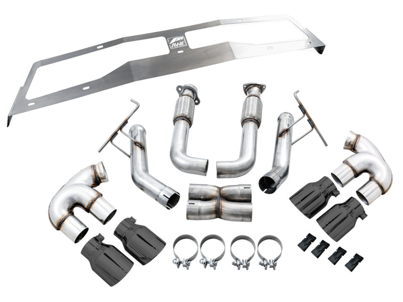 AWE Tuning 2020 Chevrolet Corvette (C8) Track Edition Exhaust - Quad Diamond Black Tips 3020-43086 3020-43086 Photo - out of package