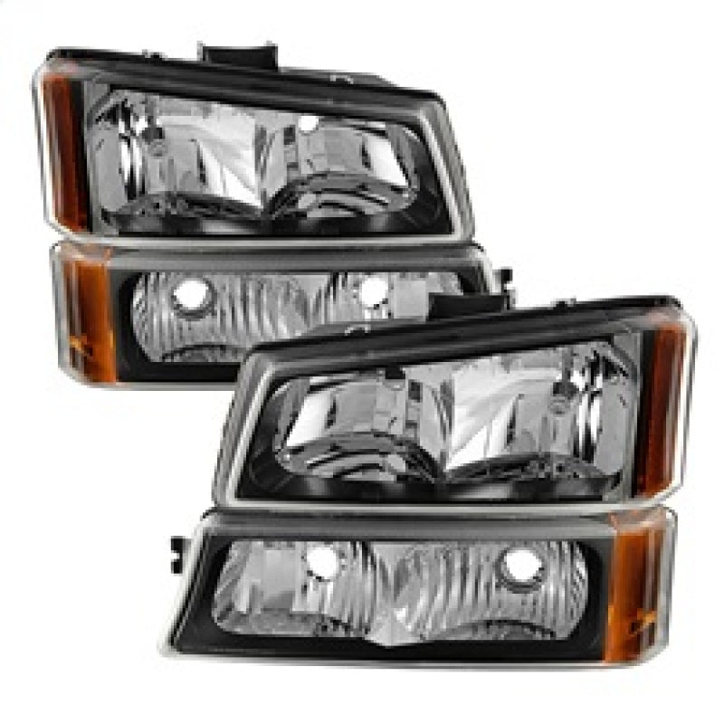 SPYDER Xtune Chevy Silverado 2500HD 03-06 Crystal Headlights w/ Bumper Lights Black HD-JH-CSIL03-AM-BK-SET 5069801 5069801 Photo - Primary