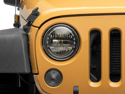 Raxiom 97-18 Jeep Wrangler TJ/JK Axial 7-Inch LED Headlights w/ DRL- Black Housing (Clear Lens) J155570 J155570 Photo - Close Up