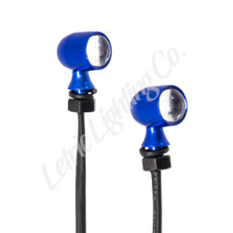 Letric Lighting 12mm Mini White Running Light Amber Turn Signal - Blue Anodized LLC-45CB-WA