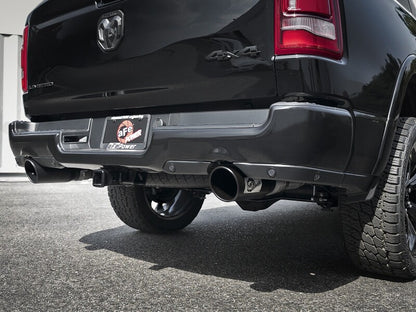 aFe Large Bore-HD 3 IN 409 Stainless Steel DPF-Back Exhaust System w/Black Tip RAM 1500 20-21 V6-3.0 49-42080-B 49-42080-B Photo - Mounted