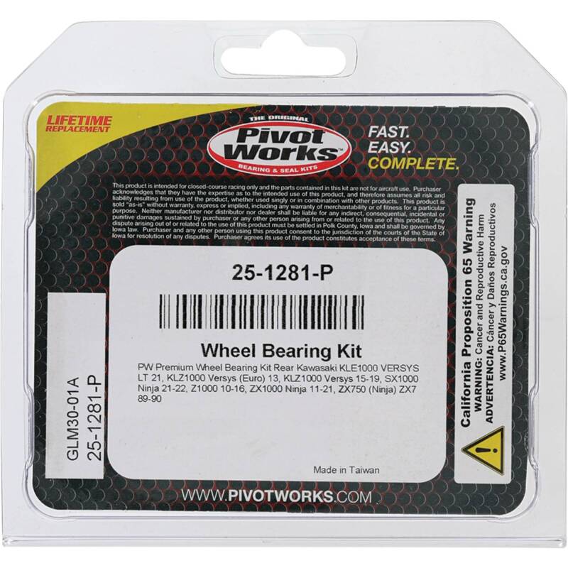 Pivot Works Kawasaki Wheel Bearing Kit Premium Bearings 25-1281-P 25-1281-P Photo - Primary