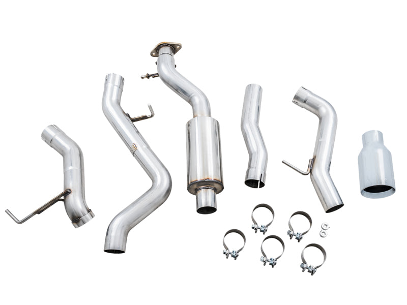 AWE Tuning 2021+ Ford Bronco 0FG Single Rear Exit Exhaust w/Chrome Silver Tip & Bash Guard 3015-22789 3015-22789 Photo - out of package