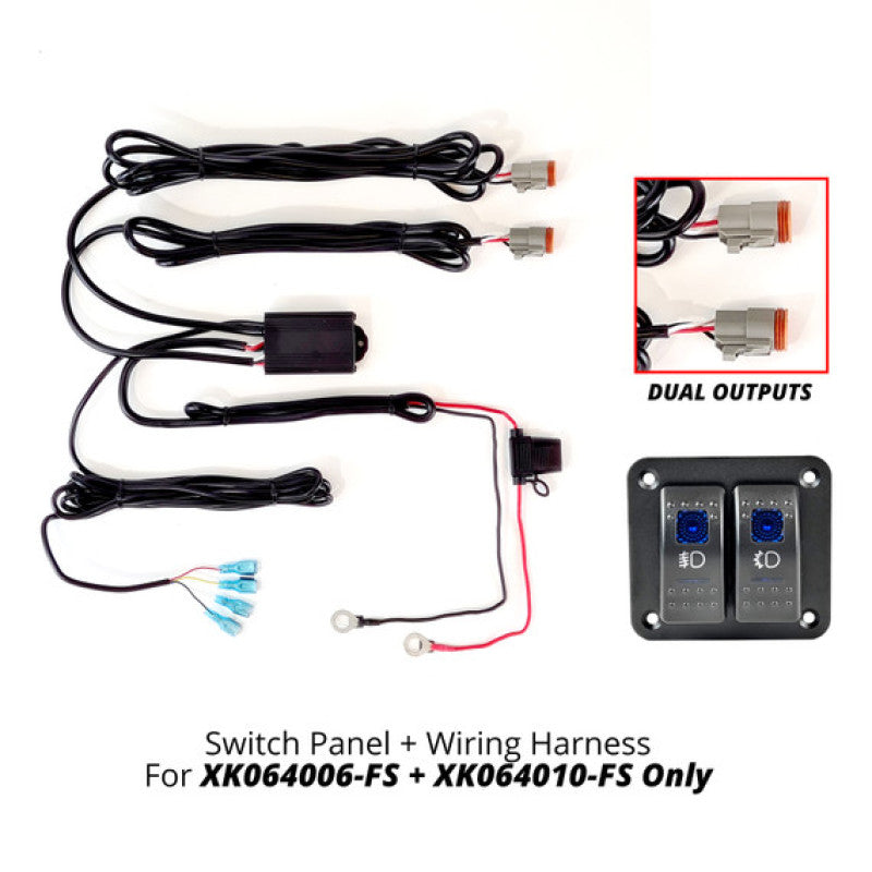 XKGLOW XK Glow 2 Button Switch Panel + 2 Output Wire for Fog Strobe Combo XK064-WIRE-2OP