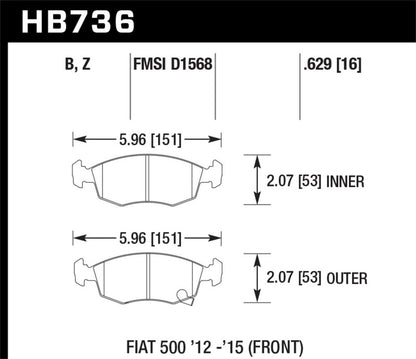 Hawk Performance Hawk 14-16 Fiat 500 c Front ER-1 Brake Pads HB736D.629 HB736D.629 Photo - Primary