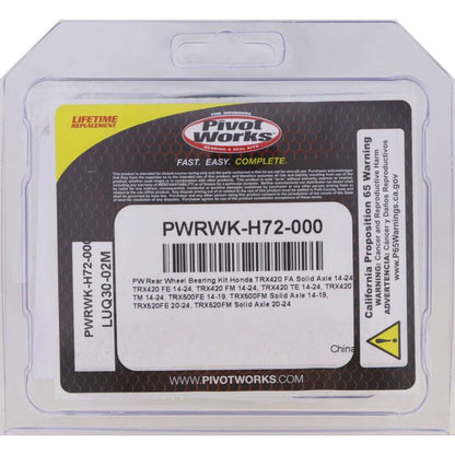 Pivot Works 14-23 Honda TRX420 FA Solid Axle PW Rear Wheel Bearing Kit PWRWK-H72-000 PWRWK-H72-000 Photo - Primary