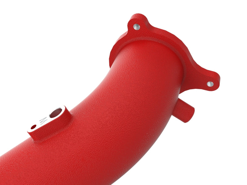 aFe BladeRunner Red 2-3/4in Aluminum Charge Pipe 2021 Toyota Supra GR (A90) I4-2.0L (t) B48 46-20488-R 46-20488-R Photo - Close Up
