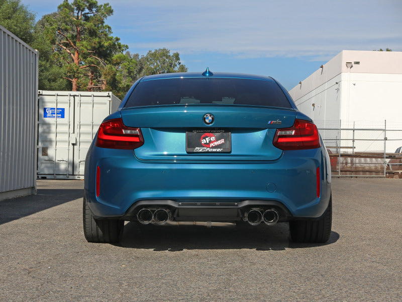 aFe 16-18 BMW M2 L6-3.0L MACH Force-Xp 3in to 2.5in 304 SS Cat-Back Exhaust System-Quad Polish Tips 49-36330-1P 49-36330-1P Photo - Mounted