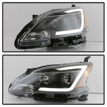 SPYDER xTune 13-15 Nissan Sentra DRL LED Light Bar Halogen Projector Headlights - Black (PRO-JH-NS13-LB-BK) 9042966 9042966 Photo - Unmounted