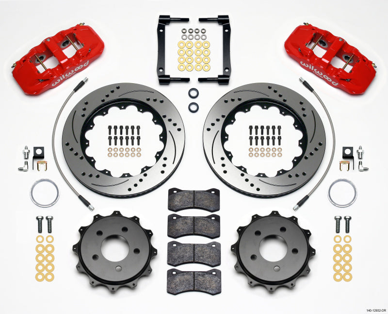 Wilwood AERO4 Rear Kit 14.25in Drilled Red 2008-2009 Pontaic G8 w/Lines 140-12932-DR 140-12932-DR Photo - Primary