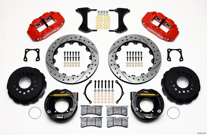 Wilwood Narrow Superlite 4R Rear P-Brk Kit 12.88in Drilled Red Chevy 12 Bolt-Spec 3.15in Brng 140-9215-DR 140-9215-DR Photo - Primary