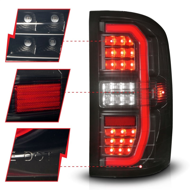 ANZO 14-18 GMC Sierra 1500 Full LED Taillights Black Housing Smoke Lens (w/C Light Bars) 311465 311465 Photo - Unmounted