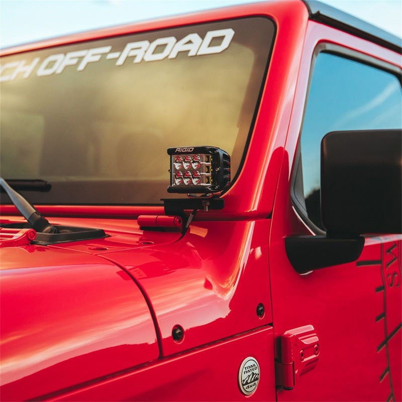 Rigid Industries 2018 Wrangler JL A-Pillar Mount Fits 2 D-Series, 2 D-SS, 2 SR-M, or 2 Ignites 41659 41659 Photo - Mounted
