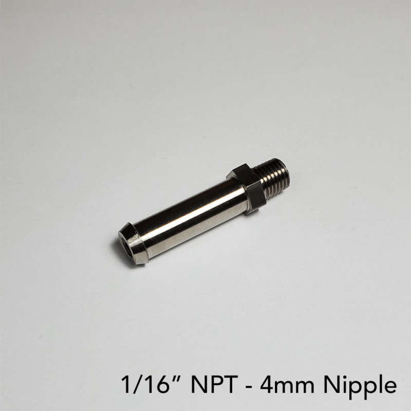 Ticon Industries 4mm Nipple Type 40mm OAL 1/16in NPT Fitting 124-04000-1040