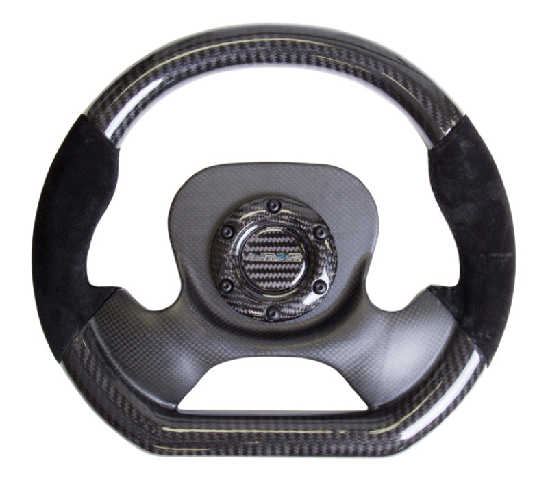 NRG Carbon Fiber Steering Wheel (320mm) CF Center Plate & Two-Tone Carbon w/Suede Trim Handles ST-X10CF-S ST-X10CF-S Photo - Primary
