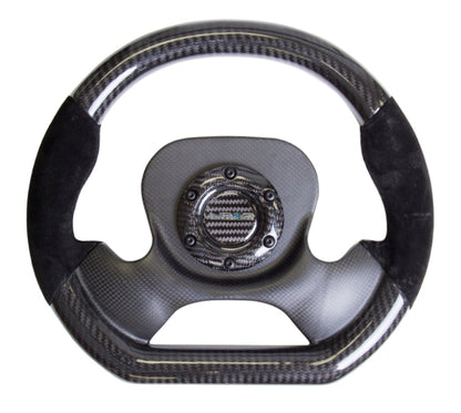 NRG Carbon Fiber Steering Wheel (320mm) CF Center Plate & Two-Tone Carbon w/Suede Trim Handles ST-X10CF-S ST-X10CF-S Photo - Primary