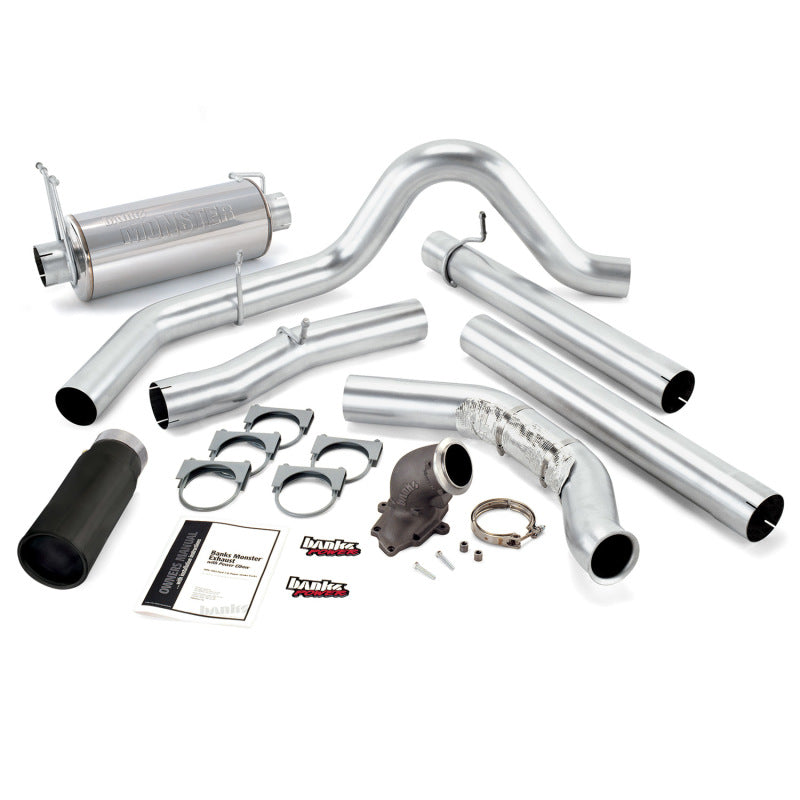 Banks Power 99 Ford 7.3L w/Cat Conv Monster Exhaust w/ Power Elbow - SS Single Exhaust w/ Black Tip 48658-B 48658-B Photo - Primary