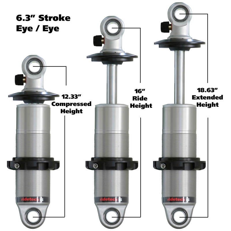 Ridetech HQ Series CoilOver Shock 6.3in Travel 2.5in Coil Eye/Eye Mounting 12.325inx18.625in 24169901 24169901 Photo - Primary
